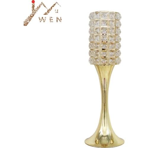 Crystal Candle Holders Metal Pillar Candlestick Wedding Centerpieces Party Table Candelabra Home Hotel Decoration