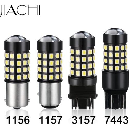 JIACHI 100PCS 1156 BA15S 2835Chip 54LEDs W21/5W Reverse Singal Lights 3157 7443 P21/5W Auto Tail Bulb Brake Lamp White DC12V-24V