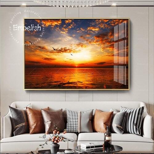 1 Piece Sunrise Above The Sea Landscape HD Canvas Oil Paintings For Living Room Home Decor Pictures Wall Art Posters Artworks