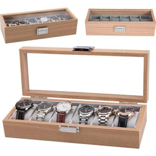 6 Slots Leather Watch Storage Box Organizer New Mechanical Mens Watch Display Holder Cases Black Jewelry Gift Boxes Case