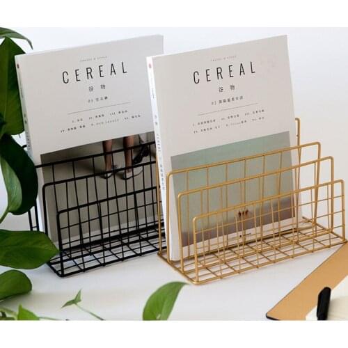 Gold lattice metal newspaper rack Book Newspaper Rack magazine rack living room study desktop storage decoration