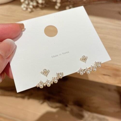 Zeojrlly Trendy Women Stud Earrings Winter New Water Drill Earrings Simple Fashion Elegant Korean Jewelry For Female