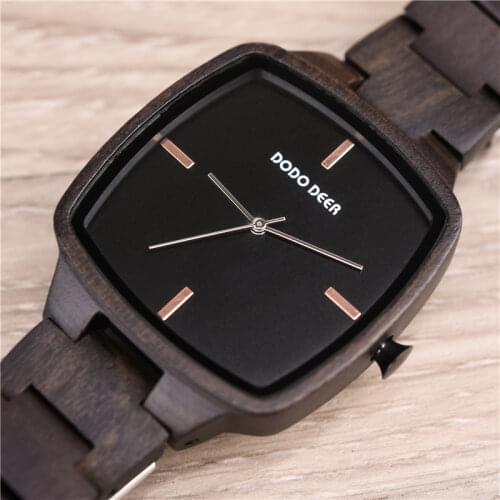 Relogio masculino DODO DEER Men Watch Male Ebony Wood Timepieces Japan Movement Quartz Wristwatch in Wooden Box Gift OEM