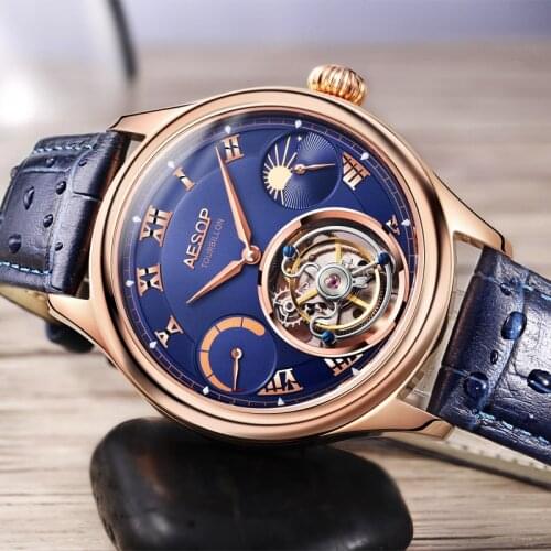 New Top Brand Luxury Mens Tourbillon Watch High-end Multi-function Moon Camera Core Men Mechanical Watch Business Leather Clock