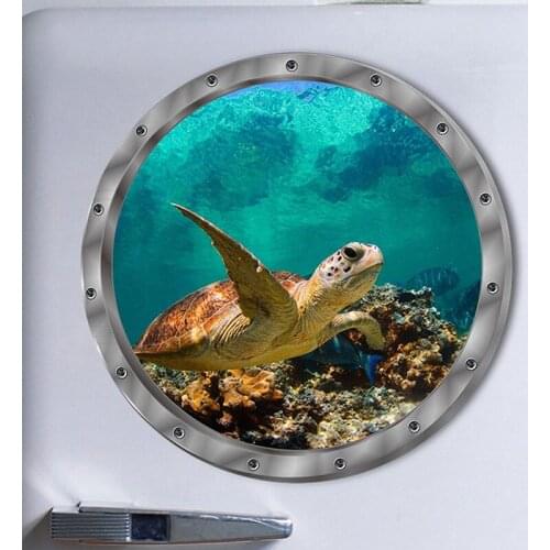 5 Styles Underwater Fish Wall Stickers Waterproof Dolphin Turtle Sticker For Washing Machine Decoration For Bathroom Decals PVC