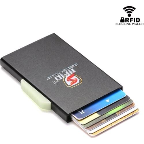BISI GORO NEW Aluminum Card Holder Back Pocket Smart Wallet RFID Blocking Slim Metal Wallet Automatic Credit Card Coin Purse Top