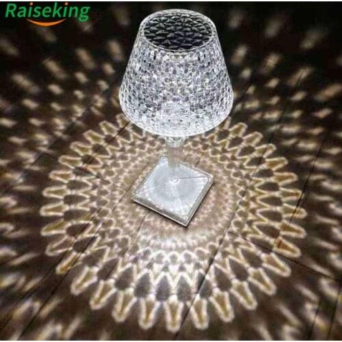 New design Home decoration acrylic transparent crystal rechargeable cordless restaurant table lamp with battery operated