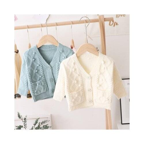 2020 Autumn New Childrens Sweater Baby Boys and Girls Twist V-neck Knitted Cardigan Toddler Outwear Kids Solid Cardigan Sweater