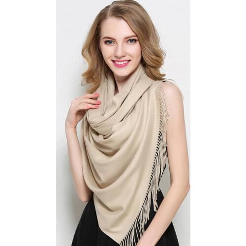 Autumn Fashion Women Solid Color Artificial Cashmere Scarf Winter Warm Plain Pashmina Shawl and Wrap Femme Outdoor Blanket Capes