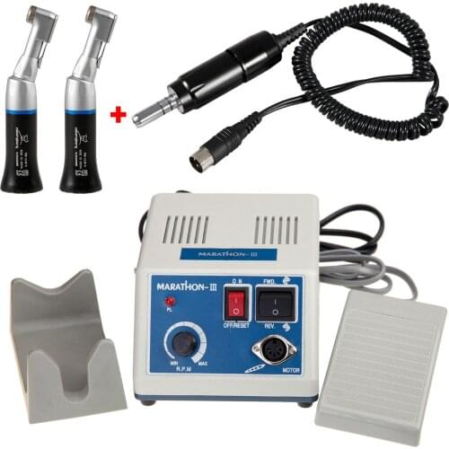 Dental Lab Marathon Electric Micromotor N3 + 2PCS Contra Angle Slow Low Speed Handpiece Black Color