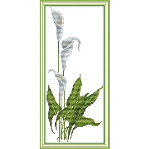 Everlasting Love Alocasia Callas Chinese Cross Stitch Kits Ecological Cotton Stamped Printed 11CT DIY Gift Christmas Decoration