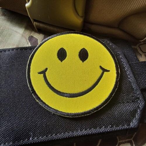Smile Face Patch Funny Clothing Iron-on Badges Embroidered Applique DIY Ironing Clothes Hats Backpack Jacket Hunting Vest