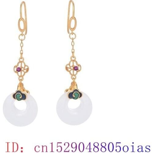 White Jade Doughnut Earrings Women Fashion Gemstone Gifts Jewelry Chalcedony Natural Charm 925 Silver Crystal Amulet Zircon