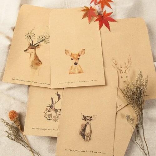 20pcs Deer Painted Kraft Pape Bags Candy Cookie Food Packaging Bag Wedding Birthday Christmas Party Favor Treat Bags