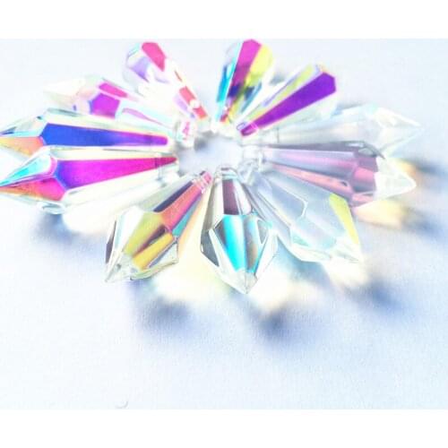 200pcs 35mm Colourful K9 Crystal AB Color U-drop Icicle Chandelier Pendants (Free Rings) Glass Prism For Table Lamp Accessories