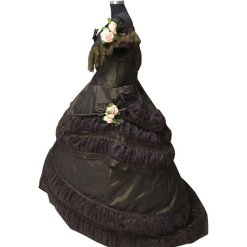 2020 New brown victorian Halloween Cosplay dress Colonial Georgian Renaissance Gothic Historical dress D-556
