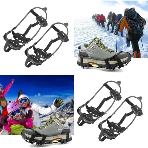 24 Teeth Climbing Crampons for Outdoor Winter Ice Snow Shoe Spiked Grips Cleats Antiskid Shoes Manganese Steel Shoe Covers