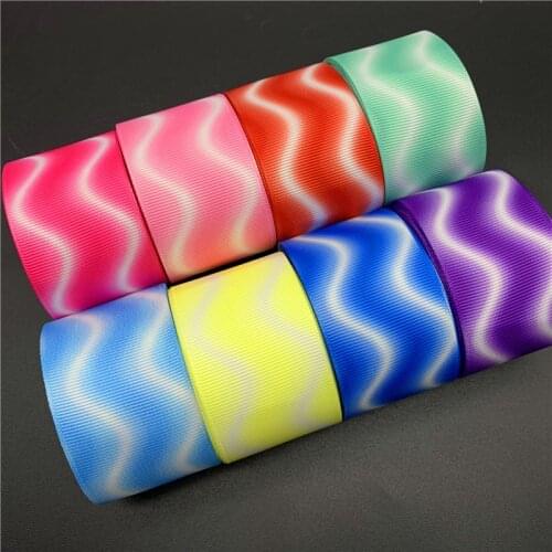 5yards/Lot 1-1/2'' (38mm) Printed Grosgrain Ribbon Ripple Ribbon For Handmade Hair Bow Party Christmas Wedding Decoration