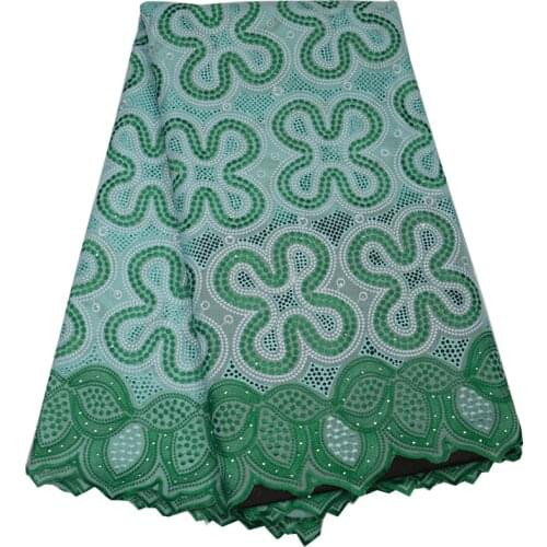 5yards/pc) high quality mint green African dry cotton lace fabric neat embroidered Swiss voile lace for party dress CLP49