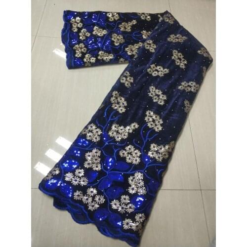 African Lace Fabric 2020 High Quality Velvet Lace with Sequins Nigerian Lace Fabrics Stones Lace Fabric For Wedding 5yards