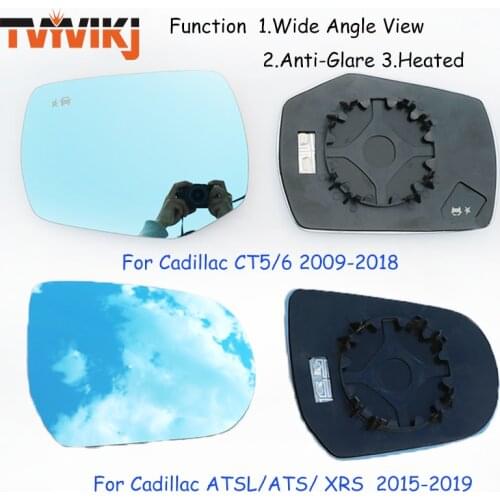 TVYVIKJ Side Rearview Mirror Blue Glass Lens For Cadillac ATS-L XRS CT5 6 2009-2019 Wide Angle View anti glare door mirror wing