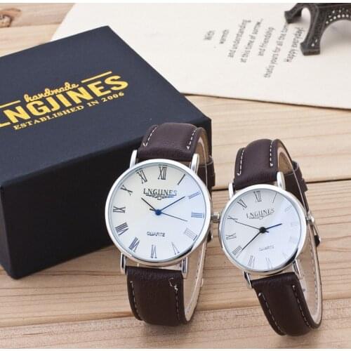 Fashion Couple Mens Watches Top Brand Luxury Quartz Watch Set Men Casual Slim Leather Belt Sport Watch Relogio Masculino