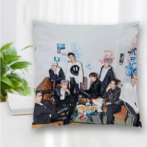 Custom KPOP Stray Kids Pillow Slips Polyester Decorative Pillowcases Zipper Pillow Case Pillowcase Cover Square 40x40cm