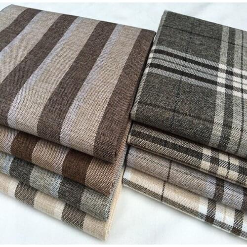 Home Textile Thick Linen Stripe Lattice Sofa Cover Cushion Cloth Stall Tablecloth DIY Fabric by the Meter Sewing