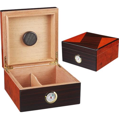 Travel Cigar Moisturizing Box Cedar Wood Cigar Humidor W/ Humidifier Hygrometer Cigar Case Fit 20-30 Cigars