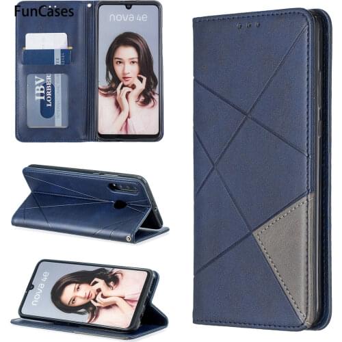 Geometry Mem Cases For hoesje Huawei P30 Lite Coque Iphone PU Leather Flip Wallet Case sFor Huawei coque Nova 4E Mobile Cellular
