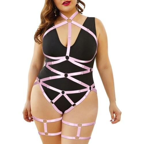 Gothic Bondage Plump Costumes Garter Belts Womens Underwear Sexy Lingerie Plus Size Top Harness Body Stockings Garter Belt