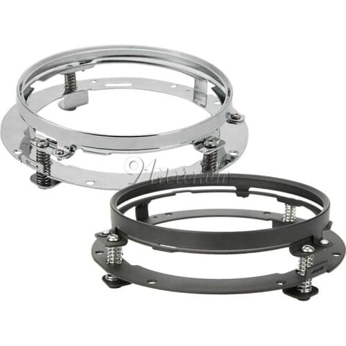 Chrome/Black 7" LED Motorcycle Headlight Mounting Ring For Harley Road King Street Electra Glide FLHX Touring