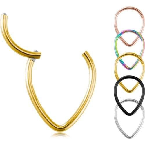 1PC Nose Lip Ring Hoop Cartilage Tragus Sleeper Earrings 16G Stainless Steel Hinged Clicker Segment Septum Piercing Body Jewelry