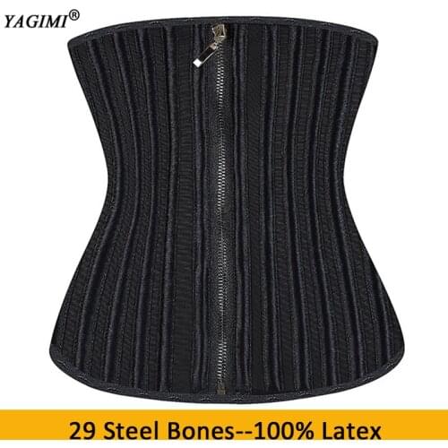 YAGIMI 100% Latex Waist Trainer 29 Steel Boned Slimming Body Shaper Sauna Sweat Belt Women Corset Workout Fitness Girdles Shaper