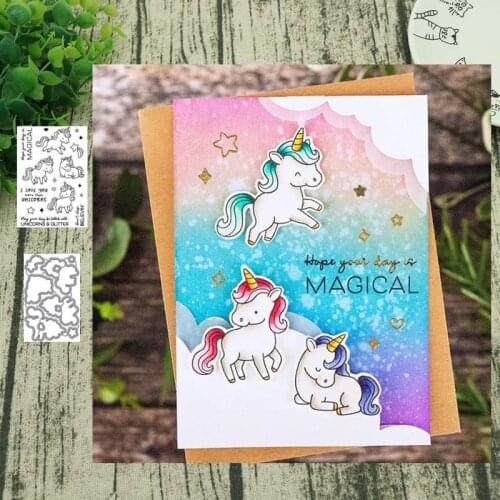 Unicorn Metal Cutting Dies and stamps Talk box Stencils for DIY Scrapbook Photo Album Paper Card Decorative Craft