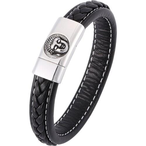 Buddha Men Bracelets Head Leather Braid Bracelet Magnetic Buckle Clasps Religion Women Bangles Men Jewelry Gift BB0351