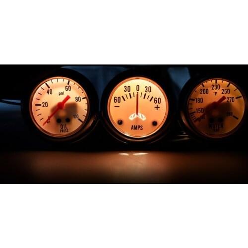 52mm Car Triple Gauge Kit Volts Water Temp Celsius / Fahrenheit Oil Press KG / PSI 3 In 1 Kit Chrome Meter White Dial