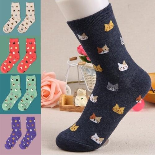 New Fashion Women Cartoon Socks Dog Animal Printed Cotton Casual Ankle Kawaii Cute Socks