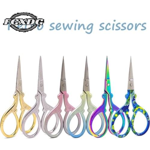 Sharp Stainless Steel Scissors Printing Pink Mini DIY Craft Scissors Fabric Cutting Professional Sewing Scissors Office Supplies