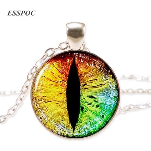 Dragon Eye Glass Cabochon Necklace Jewelry Man Fashion Snake Owl Eyes Pendant Necklace for Women Creative Gift