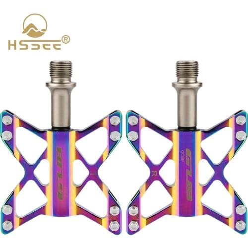 HSSEE Electroplating MTB Pedal Solid Aluminum Alloy Non-slip Bicycle Pedal Self-lubricating Sealed Bearing Bicycle Accessories