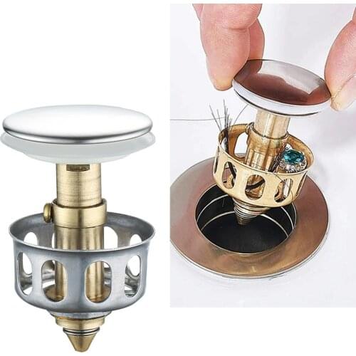 Kitchen Bounce Drain Filter Leak Bounce Basin Sink Basin Stainless Steel Push-Type Sink Drain Vanity Stopper for Bathroom new