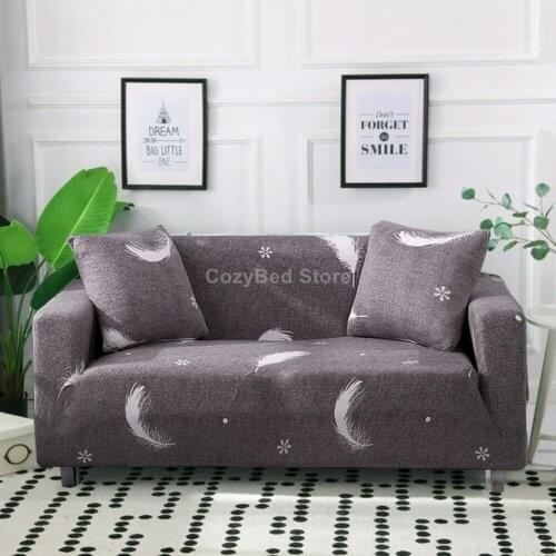 Modern Feather Elastic Sofa Cover Polyester Corner Funda Sofa Couch Slipcover Chair Protector L Shape Need 2 Pcs Luxury Simple
