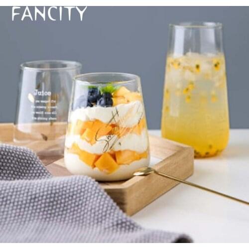 FANCITY Glass cup ins wind net red water cup home milk cup drink cup milk tea cup coffee cup