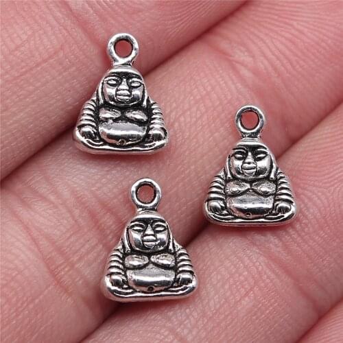 WYSIWYG 20pcs 2 Colors Antique Bronze Tone 12x10x4mm Buddha Charms Pendant For Jewelry Making Jewelry Findings