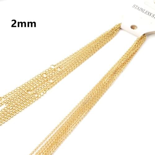 ASON 10Pcs/lots Stainless Steel 45cm+5cm Extender Rolo Cuban Link Chains Necklace Accessories Gold Silver Color Long Necklace