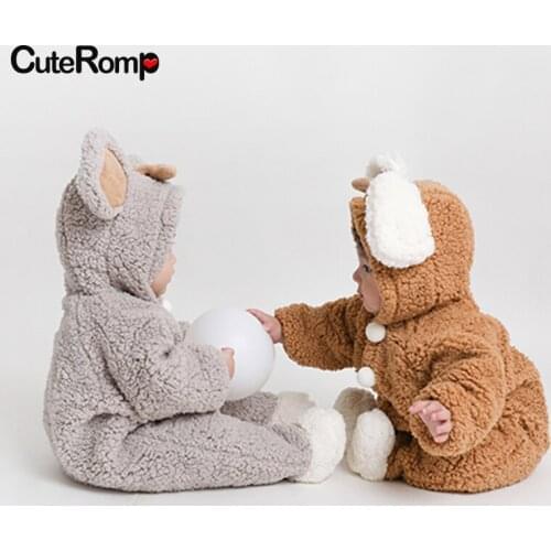 Animal Winter Baby Boy Clothes Fleece baby girl Winter Clothes Crown Hooded ropa de bebe new born Warm Snow Wear Toddler romper