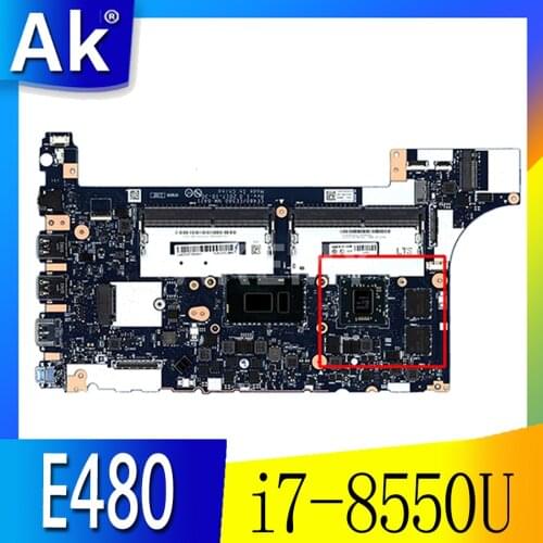 01LW201 EE480 EE580 For lenovo thinkpad E480 E580 NM-B421 laptop motherboard SR3LC i7-8550U AMD Radeon RX 550 DDR4
