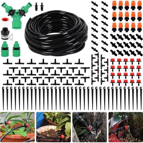 1 Set Fog Watering Irrigation System Portable Misting Cooling Automatic Water Nozzle 20M PVC Hose Spray Head 4/7mm Tee Connecter