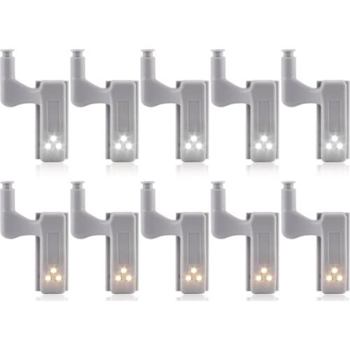 10pcs Universal LED Under Cabinet Light Cupboard Inner Hinge Lamp Closet Wardrobe Sensor Light Home Kitchen Night Light